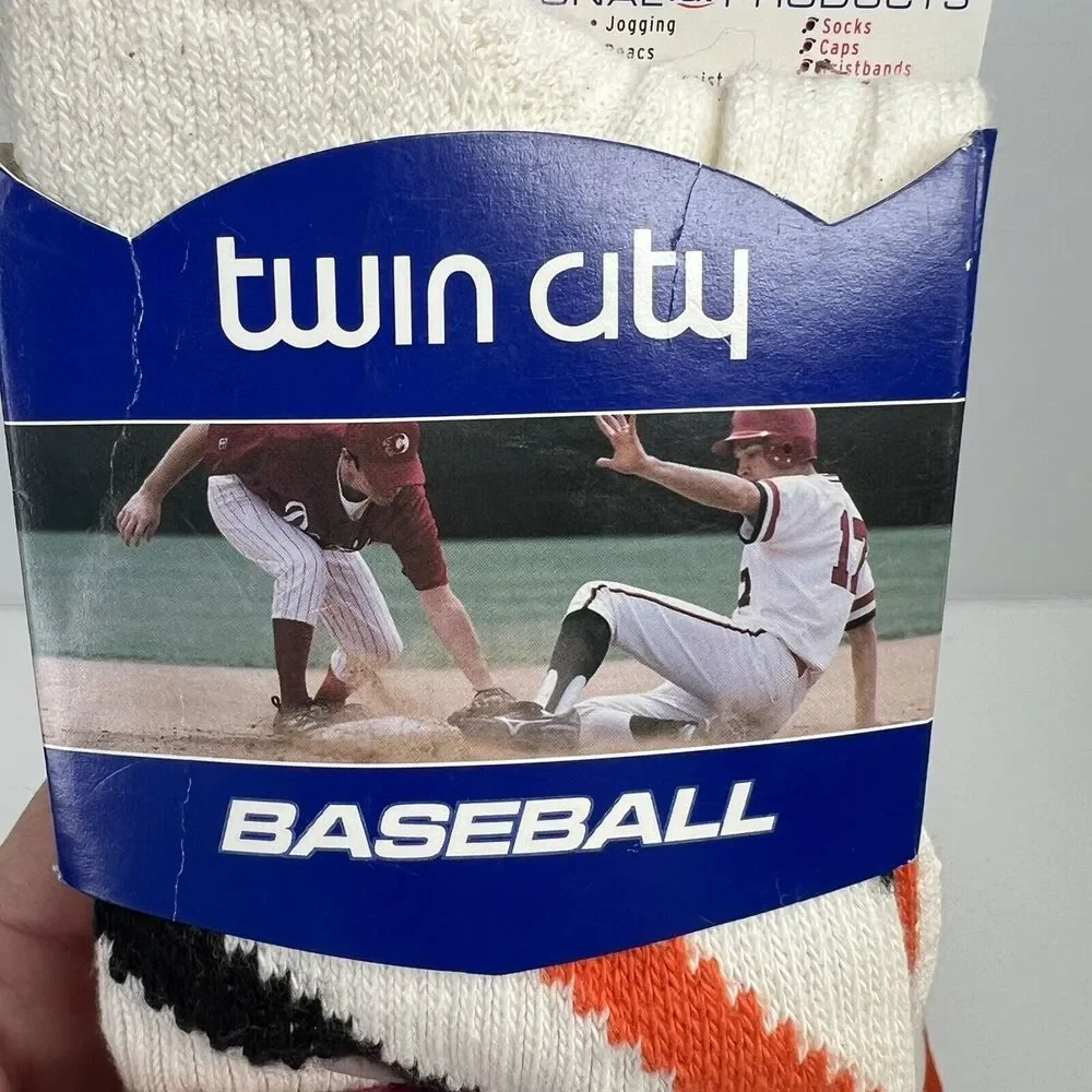 TCK Twin City Baseball Softball Ribbon Stirrup Tube Socks‎ White Orange Black